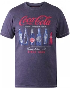 D555 Offizielles T-Shirt mit Coca-Cola-Flaschen-Print, Denim-Marl